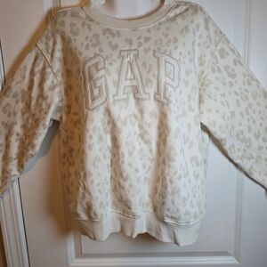 GAP Womens Cream Cheetah Textured Sweatshirt Oversized